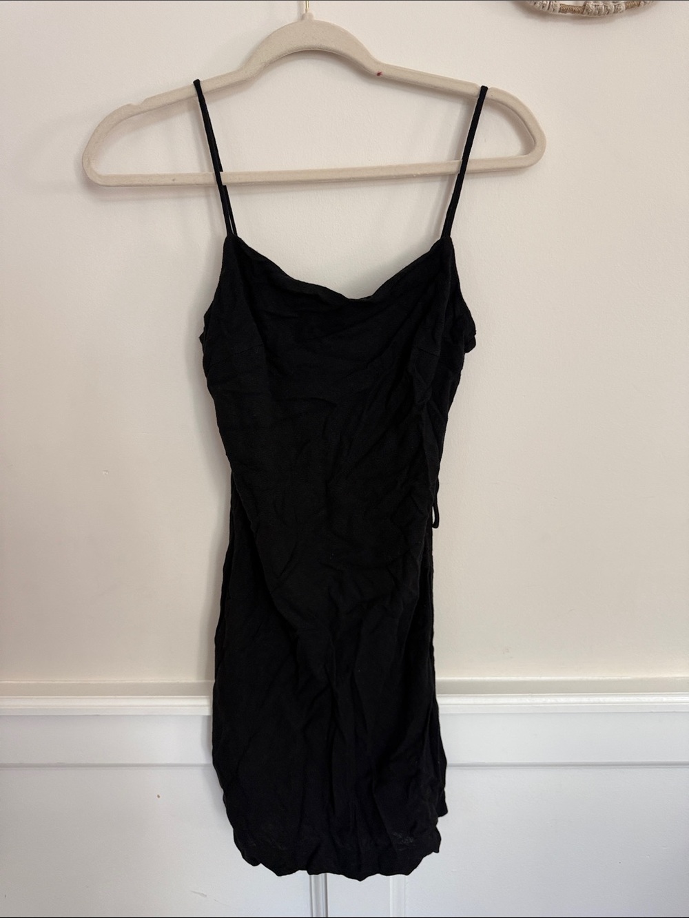 Petal & Pup Black Mini Slip Dress with Spaghetti Straps